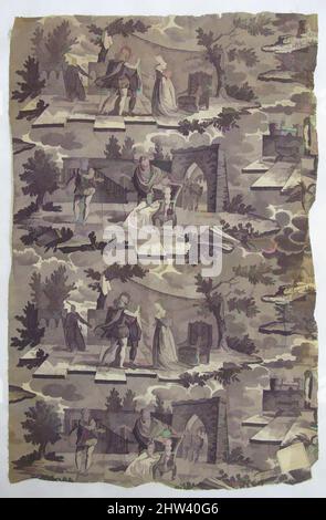 Arte ispirata da scene di 'la vita e le avventure di Chevalier de Faublas' di Jean-Baptiste Louvet de Couvray, 1820s, francese, Cotton, totale (a): 31 1/2 x 20 1/4 pollici. (80 x 51,4 cm), stampe tessili, opere classiche modernizzate da Artotop con un tocco di modernità. Forme, colore e valore, impatto visivo accattivante sulle emozioni artistiche attraverso la libertà delle opere d'arte in modo contemporaneo. Un messaggio senza tempo che persegue una nuova direzione selvaggiamente creativa. Artisti che si rivolgono al supporto digitale e creano l'NFT Artotop Foto Stock