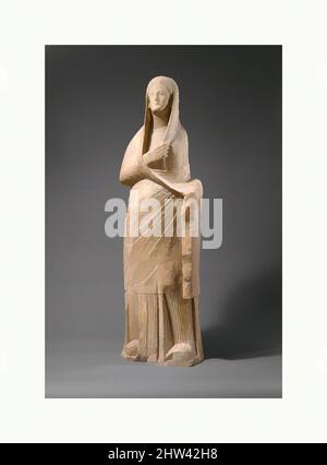 Arte ispirata dalla statua calcarea di un votario femminile velato, tardo ellenista o repubblicano, 1st secolo a.C., cipriota, calcare, totale: 76 x 24 x 13 pollici. (193 x 61 x 33 cm), scultura in pietra, votario femminile indossando tunica e mantello, quest'ultima disegnata sulla sua testa, opere classiche modernizzate da Artotop con un tuffo di modernità. Forme, colore e valore, impatto visivo accattivante sulle emozioni artistiche attraverso la libertà delle opere d'arte in modo contemporaneo. Un messaggio senza tempo che persegue una nuova direzione selvaggiamente creativa. Artisti che si rivolgono al supporto digitale e creano l'NFT Artotop Foto Stock