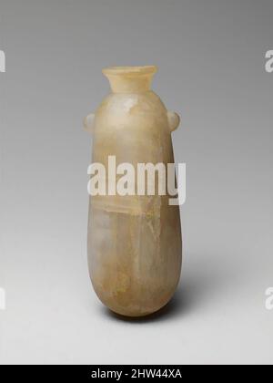 Arte ispirata da alabastron alabastro (vaso di profumo), arcaico o classico, 6th–4th secolo a.C., cipriota, calcite (alabastro), H. 5 1/4 x 2 1/8 poll. (13,3 x 5,4 cm), vasi vari-pietra, ci è un certo danno di superficie. L'alabastron ha alette arrotondate e un bordo stretto convesso, opere classiche modernizzate da Artotop con un tuffo di modernità. Forme, colore e valore, impatto visivo accattivante sulle emozioni artistiche attraverso la libertà delle opere d'arte in modo contemporaneo. Un messaggio senza tempo che persegue una nuova direzione selvaggiamente creativa. Artisti che si rivolgono al supporto digitale e creano l'NFT Artotop Foto Stock