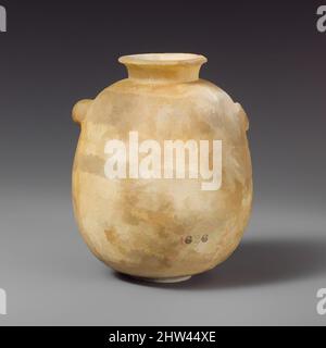 Arte ispirata da alabastron alabastro (vaso di profumo), arcaico o classico, 6th–5th secolo a.C., cipriota, calcite (alabastro), H. 4 7/8 poll. (12,4 cm), vasi di pietra vari, il pallone globulare ha due alette sulla parte superiore, una delle quali è rotta. Il labbro si curva, opere classiche modernizzate da Artotop con un tuffo di modernità. Forme, colore e valore, impatto visivo accattivante sulle emozioni artistiche attraverso la libertà delle opere d'arte in modo contemporaneo. Un messaggio senza tempo che persegue una nuova direzione selvaggiamente creativa. Artisti che si rivolgono al supporto digitale e creano l'NFT Artotop Foto Stock