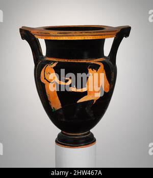 Arte ispirata a colonna di terracotta-krater (ciotola per mescolare vino e acqua), tardo arcaico o primo classico, ca. 480–450 a.C., Etrusca, Terracotta; rosso sovrapposto, H.: 13 7/8 poll. (35,2 cm), vasi, ovverse, komos (rivel). Reverse, 2 giovani il soggetto, la composizione, e la forma di questo, opere classiche modernizzate da Artotop con un tuffo di modernità. Forme, colore e valore, impatto visivo accattivante sulle emozioni artistiche attraverso la libertà delle opere d'arte in modo contemporaneo. Un messaggio senza tempo che persegue una nuova direzione selvaggiamente creativa. Artisti che si rivolgono al supporto digitale e creano l'NFT Artotop Foto Stock