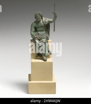 Arte ispirata alla statuetta di bronzo di Giove Capitolino, Imperiale, 1st–2nd secolo d.C., Romano, Bronzo, Altro: 4 11/16 x 2 3/8 x 2 pollici (11,9 x 6 x 5,1 cm), Bronzi, Giove siede introniato in tutta la sua maestà, tenendo un thunderbolt nella sua mano destra e un lungo scettro nella sua sinistra, opere classiche modernizzate da Artotop con un tuffo di modernità. Forme, colore e valore, impatto visivo accattivante sulle emozioni artistiche attraverso la libertà delle opere d'arte in modo contemporaneo. Un messaggio senza tempo che persegue una nuova direzione selvaggiamente creativa. Artisti che si rivolgono al supporto digitale e creano l'NFT Artotop Foto Stock