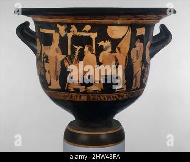 Arte ispirata al campanile-krater di terracotta, tardo classico, ca. 400–380 a.C., greco, italiano del sud, pugliese, terracotta; Figura rossa, H. 19 5/8 poll. (49,9 cm), vasi, Oversal, Europa che si appellava a Zeus per la vita di Sarpedon; Hera, Hypnos, Pasithea, Reverse, Europa con, opere classiche modernizzate da Artotop con un tuffo di modernità. Forme, colore e valore, impatto visivo accattivante sulle emozioni artistiche attraverso la libertà delle opere d'arte in modo contemporaneo. Un messaggio senza tempo che persegue una nuova direzione selvaggiamente creativa. Artisti che si rivolgono al supporto digitale e creano l'NFT Artotop Foto Stock