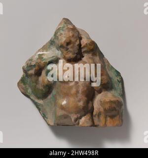 Arte ispirata al frammento di vaso di terracotta con figura di Ercole, Medio-Imperiale, 1st–2nd secolo d.C., romana, Terracotta; Vetreria in piombo, H. 4 5/16 poll. (11 cm), vasi, frammento glassato verde; Herakles, opere classiche modernizzate da Artotop con un tuffo di modernità. Forme, colore e valore, impatto visivo accattivante sulle emozioni artistiche attraverso la libertà delle opere d'arte in modo contemporaneo. Un messaggio senza tempo che persegue una nuova direzione selvaggiamente creativa. Artisti che si rivolgono al supporto digitale e creano l'NFT Artotop Foto Stock