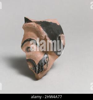 Arte ispirata dal frammento di Vase sotto forma di testa di satiro, Arcaico tardivo, 1st quarti del 5th secolo a.C., Greco, Attico, Terracotta, 3 1/2 x 2 5/16in. (8,9 x 5,9cm), vasi, opere classiche modernizzate da Artotop con un tuffo di modernità. Forme, colore e valore, impatto visivo accattivante sulle emozioni artistiche attraverso la libertà delle opere d'arte in modo contemporaneo. Un messaggio senza tempo che persegue una nuova direzione selvaggiamente creativa. Artisti che si rivolgono al supporto digitale e creano l'NFT Artotop Foto Stock