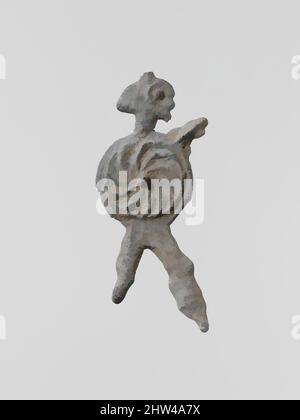 Arte ispirata da Lead figure di un guerriero con una lancia e uno scudo, Archaic, 6th–5th secolo a.C., greco, laconiano, Piombo, altezza: 1 15/16 poll. (4,9 cm), varie-piombo, piccole figurine votive piatte di piombo fuso sono state trovate in grandi quantità presso gli antichi santuari di Laconia, opere classiche modernizzate da Artotop con un tuffo di modernità. Forme, colore e valore, impatto visivo accattivante sulle emozioni artistiche attraverso la libertà delle opere d'arte in modo contemporaneo. Un messaggio senza tempo che persegue una nuova direzione selvaggiamente creativa. Artisti che si rivolgono al supporto digitale e creano l'NFT Artotop Foto Stock