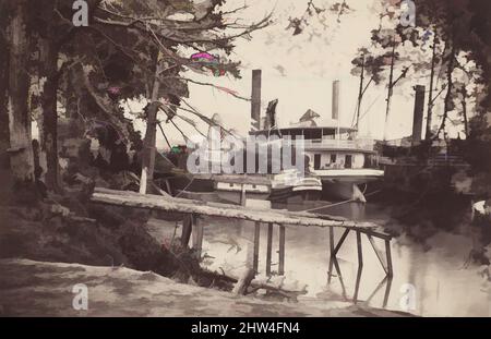 Arte ispirata da White House Landing, fiume Pamunkey, 1864, stampa in argento albume, fotografie, Timothy H. o'Sullivan (americano, nata Irlanda, 1840–1882), Mathew B. Brady (americano, nata Irlanda, 1823?–1896 New York), questo studio di piroscafi e chiatte fluviali ormeggiato a un'offerta dell'esercito dell'Unione, Classic opere modernizzate da Artotop con un tuffo di modernità. Forme, colore e valore, impatto visivo accattivante sulle emozioni artistiche attraverso la libertà delle opere d'arte in modo contemporaneo. Un messaggio senza tempo che persegue una nuova direzione selvaggiamente creativa. Artisti che si rivolgono al supporto digitale e creano l'NFT Artotop Foto Stock