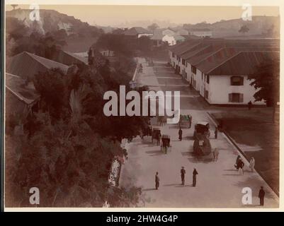 Art Inspired by View of the Main Road, Singapore, 1860s–70s, stampa in argento albume da vetro negativo, 20,3 x 27,4 cm (8 x 10 13/16 poll.), fotografie, Unknown, opere classiche modernizzate da Artotop con un tuffo di modernità. Forme, colore e valore, impatto visivo accattivante sulle emozioni artistiche attraverso la libertà delle opere d'arte in modo contemporaneo. Un messaggio senza tempo che persegue una nuova direzione selvaggiamente creativa. Artisti che si rivolgono al supporto digitale e creano l'NFT Artotop Foto Stock