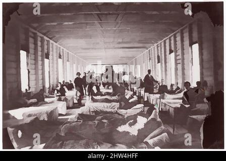 Arte ispirata da Ward in Hospital. Convalescent Camp, Alexandria Virginia, 1861–65, stampa in argento albume da vetro negativo, fotografie, opere classiche modernizzate da Artotop con un tuffo di modernità. Forme, colore e valore, impatto visivo accattivante sulle emozioni artistiche attraverso la libertà delle opere d'arte in modo contemporaneo. Un messaggio senza tempo che persegue una nuova direzione selvaggiamente creativa. Artisti che si rivolgono al supporto digitale e creano l'NFT Artotop Foto Stock