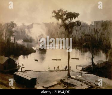 Arte ispirata da Stern-Wheeler arrivo a Silver Springs, Florida, dopo una notte Run up St. Johns, Oklawaha, & Silver Rivers, 1886, stampa in argento albume da vetro negativo, 41,3 x 51,3 cm. (16 1/4 x 20 3/16 poll.), fotografie, George Barker (americano, nato Canada, 1844–1894, Opere classiche modernizzate da Artotop con un tocco di modernità. Forme, colore e valore, impatto visivo accattivante sulle emozioni artistiche attraverso la libertà delle opere d'arte in modo contemporaneo. Un messaggio senza tempo che persegue una nuova direzione selvaggiamente creativa. Artisti che si rivolgono al supporto digitale e creano l'NFT Artotop Foto Stock