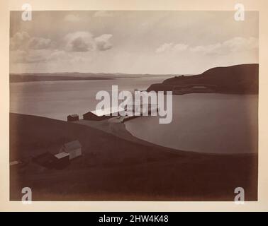 Art Inspired by Strait of Carquennes, from South Vallejo, 1868–69, stampa in argento albume da vetro negativo, Image: 40,3 x 52,5 cm (15 7/8 x 20 11/16 poll.), fotografie, Carleton E. Watkins (americano, 1829–1916), quando Watkins esibì le sue stampe mammut nel 1869, un critico rivisitato, ', opere classiche modernizzate da Artotop con un tuffo di modernità. Forme, colore e valore, impatto visivo accattivante sulle emozioni artistiche attraverso la libertà delle opere d'arte in modo contemporaneo. Un messaggio senza tempo che persegue una nuova direzione selvaggiamente creativa. Artisti che si rivolgono al supporto digitale e creano l'NFT Artotop Foto Stock