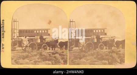 Art Inspired by Group of 9 Stereograph views of Carries, stagecoaches, and Wagons, 1860s–80s, albumen argenteria stampe, Supporti di circa: Da 8,2 x 17,2 cm (3 1/4 x 6 3/4 poll.) a 11,4 x 17,8 cm (4 1/2 x 7 poll.), fotografie, Sconosciuto (americano), Sconosciuto, opere classiche modernizzate da Artotop con un tuffo di modernità. Forme, colore e valore, impatto visivo accattivante sulle emozioni artistiche attraverso la libertà delle opere d'arte in modo contemporaneo. Un messaggio senza tempo che persegue una nuova direzione selvaggiamente creativa. Artisti che si rivolgono al supporto digitale e creano l'NFT Artotop Foto Stock