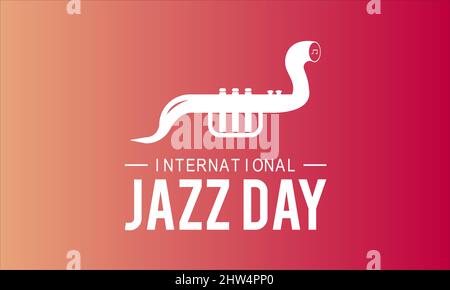 International Jazz Day. Modello per la celebrazione della musica jazz per banner, carte, poster, sfondo. Illustrazione Vettoriale