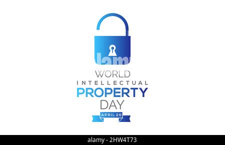 Giornata mondiale della proprietà intellettuale. Modello di consapevolezza del diritto di proprietà per banner, scheda, sfondo. Illustrazione Vettoriale