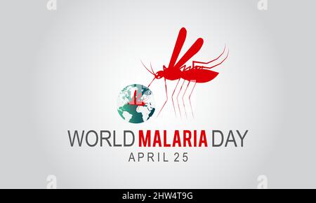 Giornata mondiale della malaria. Modello di consapevolezza della salute per banner, biglietti, poster, sfondo. Illustrazione Vettoriale