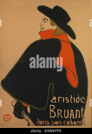 Art inspired by Aristide Bruant, at His Cabaret, 1893, Lithograph (with text) printed in four colors; machine wove paper, Sheet: 54 5/16 x 39 in. (138 x 99 cm), Henri de Toulouse-Lautrec (French, Albi 1864–1901 Saint-André-du-Bois), Aristide Bruant was a successful singer, songwriter, Classic works modernized by Artotop with a splash of modernity. Shapes, color and value, eye-catching visual impact on art. Emotions through freedom of artworks in a contemporary way. A timeless message pursuing a wildly creative new direction. Artists turning to the digital medium and creating the Artotop NFT Stock Photo