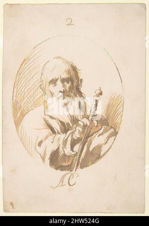 Arte ispirata alla figura a mezza lunghezza di St Paul in An Oval., 1616–68, penna e inchiostro marrone chiaro su tracce di gesso nero sottosdisegno su carta color crema. Composizione con penna e inchiostro marrone di forma ovale, 4-1/2 x 3-1/16" (11,4 x 7,8 cm), disegni, Antonio del Castillo y, opere classiche modernizzate da Artotop con un tuffo di modernità. Forme, colore e valore, impatto visivo accattivante sulle emozioni artistiche attraverso la libertà delle opere d'arte in modo contemporaneo. Un messaggio senza tempo che persegue una nuova direzione selvaggiamente creativa. Artisti che si rivolgono al supporto digitale e creano l'NFT Artotop Foto Stock