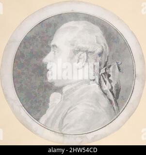 Art Inspired by Bust of a Man, in Profile to Left, 1776, Graphite, diametro 4 9/16 poll. (11,5 cm), disegni, Charles Nicolas Cochin II (francese, Parigi 1715–1790 Parigi, opere classiche modernizzate da Artotop con un tuffo di modernità. Forme, colore e valore, impatto visivo accattivante sulle emozioni artistiche attraverso la libertà delle opere d'arte in modo contemporaneo. Un messaggio senza tempo che persegue una nuova direzione selvaggiamente creativa. Artisti che si rivolgono al supporto digitale e creano l'NFT Artotop Foto Stock