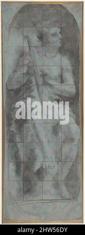 Arte ispirata dal giovane David Playing the Harp, ca. 1548–50, gesso nero, pennello e lavaggio grigio, su carta blu, quadrato a penna e inchiostro marrone, 15-3/16 x 5-9/16 pollici (38,6 x 14,1 cm), disegni, Michelangelo Anselmi (italiano, Siena o Lucca (?) 1492–1556 Parma), finemente riprodotte, opere classiche modernizzate da Artotop con un tocco di modernità. Forme, colore e valore, impatto visivo accattivante sulle emozioni artistiche attraverso la libertà delle opere d'arte in modo contemporaneo. Un messaggio senza tempo che persegue una nuova direzione selvaggiamente creativa. Artisti che si rivolgono al supporto digitale e creano l'NFT Artotop Foto Stock