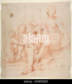 Arte ispirata dallo Studio per una Vergine e un Bambino con due Angeli (Retto); due Studi delle mani (verso), 1544–97, gesso rosso su carta biancastra. Recto: Quadrato in gesso rosso, 10-5/16 x 9-15/16 poll. (26,2 x 25,2 cm), disegni, attribuiti a Poppi (Francesco Morandini) (italiano, Poppi 1544–1597, opere classiche modernizzate da Artotop con un tuffo di modernità. Forme, colore e valore, impatto visivo accattivante sulle emozioni artistiche attraverso la libertà delle opere d'arte in modo contemporaneo. Un messaggio senza tempo che persegue una nuova direzione selvaggiamente creativa. Artisti che si rivolgono al supporto digitale e creano l'NFT Artotop Foto Stock