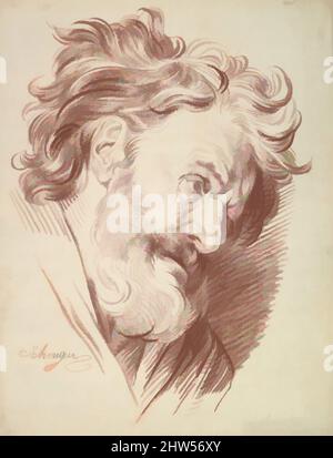 Art Inspired by Profile of a Bearded Old Man Looking Right, 1765–1810, gesso rosso, foglio: 24 x 18 1/2 poll. (61 x 47 cm), disegni, Jakob Matthias Schmutzer (Austria, Vienna 1733–1811 Vienna, opere classiche modernizzate da Artotop con un tuffo di modernità. Forme, colore e valore, impatto visivo accattivante sulle emozioni artistiche attraverso la libertà delle opere d'arte in modo contemporaneo. Un messaggio senza tempo che persegue una nuova direzione selvaggiamente creativa. Artisti che si rivolgono al supporto digitale e creano l'NFT Artotop Foto Stock