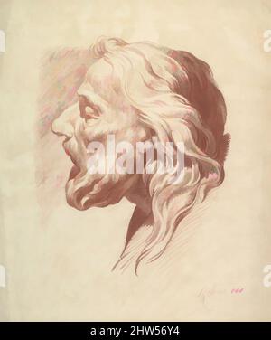 Art Inspired by Head of a Bearded Old Man in Profile to the right, 1800, gesso rosso su gesso nero o grafite?, sheet: 18 7/8 x 15 7/16 in. (48 x 39,2 cm), disegni, Johann Evangelist Kastner (Austriaco, Weiher 1776–1827 Vienna, opere classiche modernizzate da Artotop con un tocco di modernità. Forme, colore e valore, impatto visivo accattivante sulle emozioni artistiche attraverso la libertà delle opere d'arte in modo contemporaneo. Un messaggio senza tempo che persegue una nuova direzione selvaggiamente creativa. Artisti che si rivolgono al supporto digitale e creano l'NFT Artotop Foto Stock