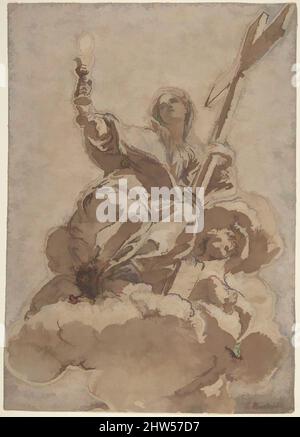 Arte ispirata a figura allegorica di fede, 1672, penna e inchiostro marrone, pennello e lavaggio marrone, evidenziato con bianco, su un po 'di gesso nero, su carta marrone, 9-1/8 x 6-7/16 pollici. (23,1 x 16,3 cm), disegni, Giovanni Battista Gaulli (il Baciccio) (Genova 1639–1709 Roma, opere classiche modernizzate da Artotop con un tuffo di modernità. Forme, colore e valore, impatto visivo accattivante sulle emozioni artistiche attraverso la libertà delle opere d'arte in modo contemporaneo. Un messaggio senza tempo che persegue una nuova direzione selvaggiamente creativa. Artisti che si rivolgono al supporto digitale e creano l'NFT Artotop Foto Stock