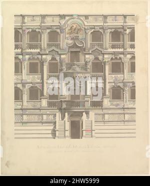 Arte ispirata alla vista di un teatro (Bayreuth): Elevazione interna del teatro che mostra Royal Box, 1696–1756, penna, inchiostro grigio e grigio e lavaggio marrone, 17-3/4 x 15 pollici. (45,1 x 38,1 cm), disegni, laboratorio di Giuseppe Galli Bibiena (Italiano, Parma 1696–1756 Berlino, opere classiche modernizzate da Artotop con un tuffo di modernità. Forme, colore e valore, impatto visivo accattivante sulle emozioni artistiche attraverso la libertà delle opere d'arte in modo contemporaneo. Un messaggio senza tempo che persegue una nuova direzione selvaggiamente creativa. Artisti che si rivolgono al supporto digitale e creano l'NFT Artotop Foto Stock