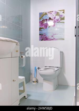 Bagno di una casa decorata con una foto Foto Stock