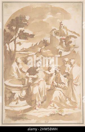 Arte ispirata da Cristo e la Donna di Samaria, 16th secolo, penna e inchiostro marrone, pennello e lavaggio, 11-3/8 x 7-1/2 pollici. (28,9 x 19,1 cm), disegni, anonimi, italiani, del 16th secolo (italiani, Centro Italia attivo, ca. 1550–1580, opere classiche modernizzate da Artotop con un tocco di modernità. Forme, colore e valore, impatto visivo accattivante sulle emozioni artistiche attraverso la libertà delle opere d'arte in modo contemporaneo. Un messaggio senza tempo che persegue una nuova direzione selvaggiamente creativa. Artisti che si rivolgono al supporto digitale e creano l'NFT Artotop Foto Stock