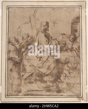 Arte ispirata dall'ingresso di Cristo a Gerusalemme, 16th secolo, penna e inchiostro marrone su carta marrone, 5-7/8 x 5 pollici (14,9 x 12,7 cm), disegni, anonimi, italiani, veneziani, Dal 15th al 16th secolo, opere classiche modernizzate da Artotop con un tuffo di modernità. Forme, colore e valore, impatto visivo accattivante sulle emozioni artistiche attraverso la libertà delle opere d'arte in modo contemporaneo. Un messaggio senza tempo che persegue una nuova direzione selvaggiamente creativa. Artisti che si rivolgono al supporto digitale e creano l'NFT Artotop Foto Stock