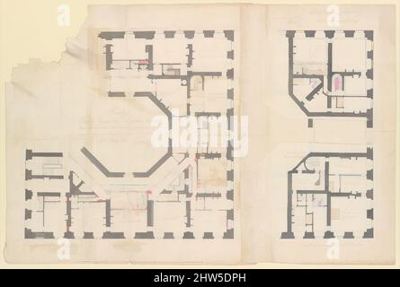 Arte ispirata da piani del terreno e primi piani del castello di Marly, 1764, penna e inchiostro nero e marrone, pennello e grigio, e rosa lavaggio, su grafite, 14 1/8 x 21 1/4 pollici. (35,9 x 54 cm.), disegni, Ange Jacques Gabriel (francese, Parigi 1698–1782 Parigi, opere classiche modernizzate da Artotop con un tocco di modernità. Forme, colore e valore, impatto visivo accattivante sulle emozioni artistiche attraverso la libertà delle opere d'arte in modo contemporaneo. Un messaggio senza tempo che persegue una nuova direzione selvaggiamente creativa. Artisti che si rivolgono al supporto digitale e creano l'NFT Artotop Foto Stock