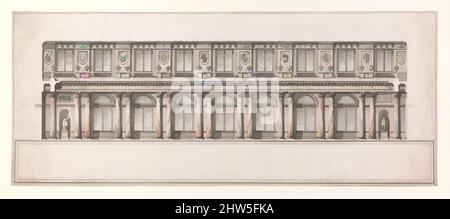 Arte ispirata dalla sezione longitudinale della Sala del Grande Trono (Sala di San Giorgio), Palazzo d'Inverno, San Pietroburgo, ca. 1776, penna e inchiostro grigio, pennello con lavaggio grigio e rosso, foglio: 14 5/16 x 34 11/16 pollici (36,4 x 88,1 cm), disegni, attribuiti a Giacomo Quarenghi (italiano, Rota d'Imagna, opere classiche modernizzate da Artotop con un tuffo di modernità. Forme, colore e valore, impatto visivo accattivante sulle emozioni artistiche attraverso la libertà delle opere d'arte in modo contemporaneo. Un messaggio senza tempo che persegue una nuova direzione selvaggiamente creativa. Artisti che si rivolgono al supporto digitale e creano l'NFT Artotop Foto Stock