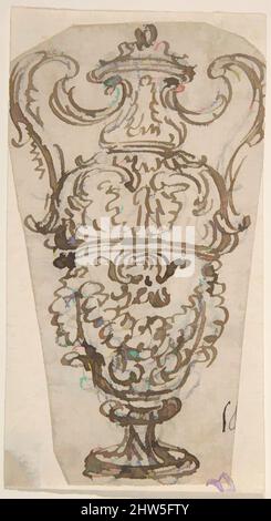 Arte ispirata dal disegno di un vaso a due maniche, 1652–1725, inchiostro Pen e marrone su tracce di gesso nero; incollato su supporto carta secondario, foglio: 4 5/16 x 2 3/8 pollici (10,9 x 6 cm), Giovanni Battista Foggini (Firenze 1652–1725 Firenze, opere classiche modernizzate da Artotop con un tocco di modernità. Forme, colore e valore, impatto visivo accattivante sulle emozioni artistiche attraverso la libertà delle opere d'arte in modo contemporaneo. Un messaggio senza tempo che persegue una nuova direzione selvaggiamente creativa. Artisti che si rivolgono al supporto digitale e creano l'NFT Artotop Foto Stock