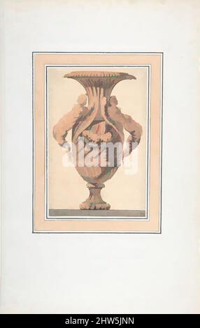 Arte ispirata da Design for Vase, metà del 18th secolo, penna e inchiostro nero, spazzola e lavaggio grigio, spazzola e lavaggio di sanguine, 6 7/16 x 4 3/16 pollici (16,4 x 10,7 cm), dopo Jacques Francois Joseph Saly (francese, Valenciennes 1717–1776 Parigi, opere classiche modernizzate da Artotop con un tuffo di modernità. Forme, colore e valore, impatto visivo accattivante sulle emozioni artistiche attraverso la libertà delle opere d'arte in modo contemporaneo. Un messaggio senza tempo che persegue una nuova direzione selvaggiamente creativa. Artisti che si rivolgono al supporto digitale e creano l'NFT Artotop Foto Stock