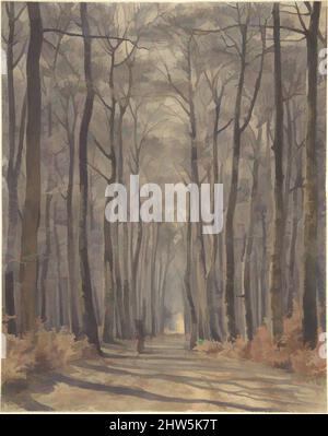 Art Inspired by An Allée in the Woods, 1859, Watercolor, foglio: 8 3/8 x 6 11/16 poll. (21,3 x 17 cm), disegni, Sir Edward John Poynter (britannico (nato in Francia), Parigi 1836–1919 Londra), in questa scena boschiva, le sonore di Poynter di marrone, grigio e viola evocano un fragile silenzio, opere classiche modernizzate da Artotop con un tuffo di modernità. Forme, colore e valore, impatto visivo accattivante sulle emozioni artistiche attraverso la libertà delle opere d'arte in modo contemporaneo. Un messaggio senza tempo che persegue una nuova direzione selvaggiamente creativa. Artisti che si rivolgono al supporto digitale e creano l'NFT Artotop Foto Stock