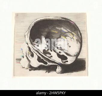 Art ispirato dal cranio sezionato di profilo a sinistra con il lato sinistro del cranio rimosso, 1651, attacco; solo stato, piastra: 2 11/16 x 2 15/16 poll. (6,8 x 7,5 cm), stampe, dopo Leonardo da Vinci (Vinci 1452–1519 Amboise), sezionato cranio di profilo a sinistra, opere classiche modernizzate da Artotop con un tuffo di modernità. Forme, colore e valore, impatto visivo accattivante sulle emozioni artistiche attraverso la libertà delle opere d'arte in modo contemporaneo. Un messaggio senza tempo che persegue una nuova direzione selvaggiamente creativa. Artisti che si rivolgono al supporto digitale e creano l'NFT Artotop Foto Stock