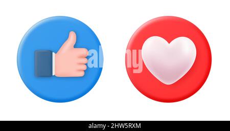 3d set di icone dei social media Illustrazione Vettoriale