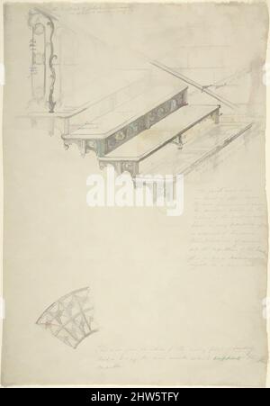 Arte ispirata al disegno di una scala in ferro con gradini in marmo del 19th secolo, inchiostro e grafite, foglio: 10 5/8 x 7 1/2 pollici (27 x 19,1 cm), Anonymous, British, 19th secolo, opere classiche modernizzate da Artotop con un tuffo di modernità. Forme, colore e valore, impatto visivo accattivante sulle emozioni artistiche attraverso la libertà delle opere d'arte in modo contemporaneo. Un messaggio senza tempo che persegue una nuova direzione selvaggiamente creativa. Artisti che si rivolgono al supporto digitale e creano l'NFT Artotop Foto Stock