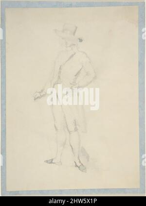 Art Inspired by Man in Broad Brimmed Hat (pagina di libro di schizzo), 1775–1815, grafite, foglio: 4 1/2 x 3 1/4 poll. (11,4 x 8,3 cm), disegni, attribuiti a Thomas Stothard (British, Londra 1755–1834 Londra, opere classiche modernizzate da Artotop con un tuffo di modernità. Forme, colore e valore, impatto visivo accattivante sulle emozioni artistiche attraverso la libertà delle opere d'arte in modo contemporaneo. Un messaggio senza tempo che persegue una nuova direzione selvaggiamente creativa. Artisti che si rivolgono al supporto digitale e creano l'NFT Artotop Foto Stock