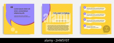 Social media tutorial, suggerimenti, trucco, sapevate che post banner modello con sfondo giallo e onda senza cuciture modello e astratto Eleme Illustrazione Vettoriale