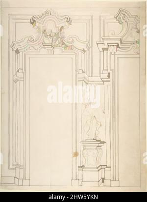 Art Inspired by Design for the Elevation of a Wall Interior, 1700–1780, penna e inchiostro marrone scuro sul punto di piombo, con struttura a righe e bussola, 14 7/16 x 11 1/8 poll. (36,7 x 28,3 cm), disegni, anonimi, italiani, piemontesi, 18th secolo, opere classiche modernizzate da Artotop con un tuffo di modernità. Forme, colore e valore, impatto visivo accattivante sulle emozioni artistiche attraverso la libertà delle opere d'arte in modo contemporaneo. Un messaggio senza tempo che persegue una nuova direzione selvaggiamente creativa. Artisti che si rivolgono al supporto digitale e creano l'NFT Artotop Foto Stock