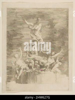 Art Inspired by la Colere de Neptune,' fontaine, 1767, Etching, prima del primo stato, foglio: 4 5/16 x 3 7/16 poll. (11 x 8,7 cm), stampe, Gabriel de Saint-Aubin (francese, Parigi 1724–1780 Parigi, opere classiche modernizzate da Artotop con un tuffo di modernità. Forme, colore e valore, impatto visivo accattivante sulle emozioni artistiche attraverso la libertà delle opere d'arte in modo contemporaneo. Un messaggio senza tempo che persegue una nuova direzione selvaggiamente creativa. Artisti che si rivolgono al supporto digitale e creano l'NFT Artotop Foto Stock