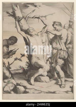 Arte ispirata al martirio di San Bartolomeo, 1624, incisione e incisione, foglio: 12 11/16 x 9 7/16 in. (32,2 x 24 cm), Prints, Jusepe de Ribera (chiamato lo Spagnolo) (Játiva 1591–1652 Napoli, opere classiche modernizzate da Artotop con un tuffo di modernità. Forme, colore e valore, impatto visivo accattivante sulle emozioni artistiche attraverso la libertà delle opere d'arte in modo contemporaneo. Un messaggio senza tempo che persegue una nuova direzione selvaggiamente creativa. Artisti che si rivolgono al supporto digitale e creano l'NFT Artotop Foto Stock