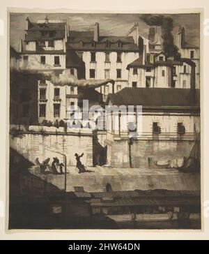Arte ispirata al Mortuary, Parigi (la Morgue), 1854, incisione e punto secco su carta posata; terzo stato di sette, foglio: 8 3/4 x 7 13/16 pollici. (22,2 x 19,8 cm), Prints, Charles Meryon (francese, 1821–1868, opere classiche modernizzate da Artotop con un tuffo di modernità. Forme, colore e valore, impatto visivo accattivante sulle emozioni artistiche attraverso la libertà delle opere d'arte in modo contemporaneo. Un messaggio senza tempo che persegue una nuova direzione selvaggiamente creativa. Artisti che si rivolgono al supporto digitale e creano l'NFT Artotop Foto Stock