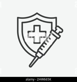 Icona del vettore piatto di protezione della siringa medica Illustrazione Vettoriale