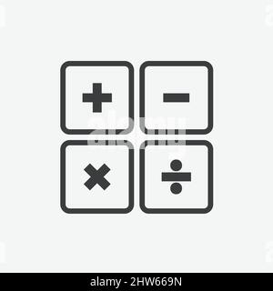 Set matematico di base di simboli file documento icona vettore piatto Illustrazione Vettoriale