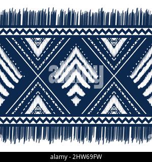 Diamante bianco su Indigo Blue. Geometrico etnia orientale modello tradizionale per sfondo, tappeto, carta da parati, abbigliamento, avvolgimento, Batik, tessuto, ill Foto Stock