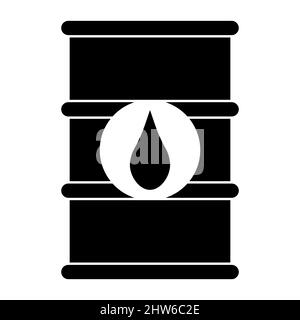 Icona del cilindro dell'olio, cilindro con goccia di olio nera Illustrazione Vettoriale