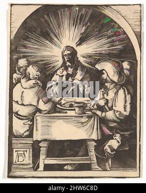 Arte ispirata da Cristo in Emmaus, dalla piccola Passione (copia), n.d., legno, 5 1/8 x 3 7/8 pollici (13 x 9,8 cm), stampe, dopo Albrecht Dürer (tedesco, Norimberga 1471–1528 Norimberga), Johann Mommard, opere classiche modernizzate da Artotop con un tuffo di modernità. Forme, colore e valore, impatto visivo accattivante sulle emozioni artistiche attraverso la libertà delle opere d'arte in modo contemporaneo. Un messaggio senza tempo che persegue una nuova direzione selvaggiamente creativa. Artisti che si rivolgono al supporto digitale e creano l'NFT Artotop Foto Stock